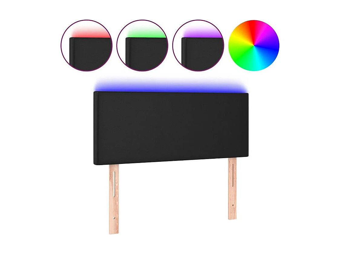 Tête de lit à LED Noir 100x5x78-88 Similicuir