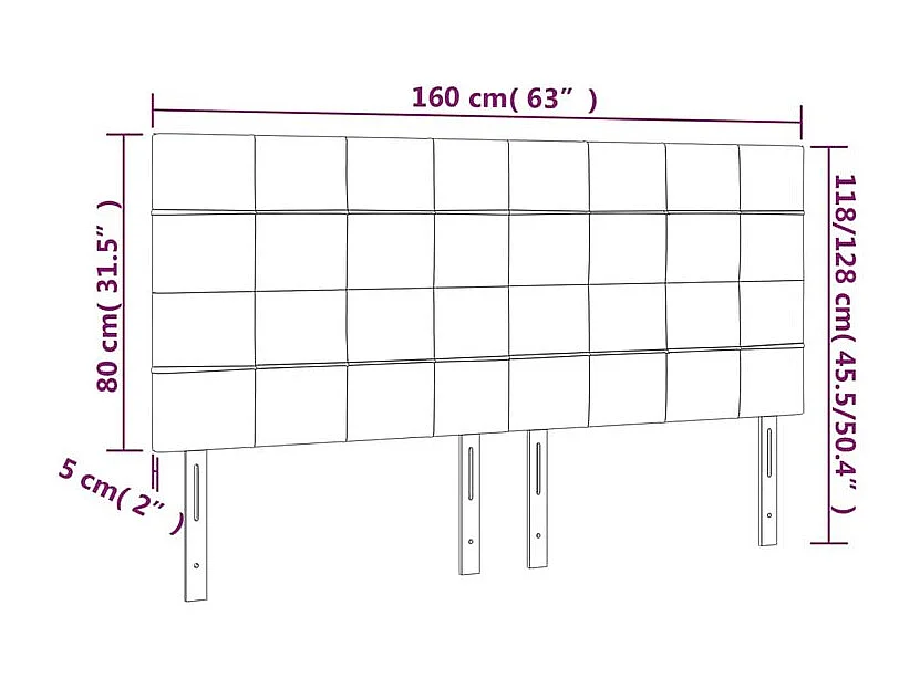 Tête de lit à LED Rose 160x5x118-128 Velours
