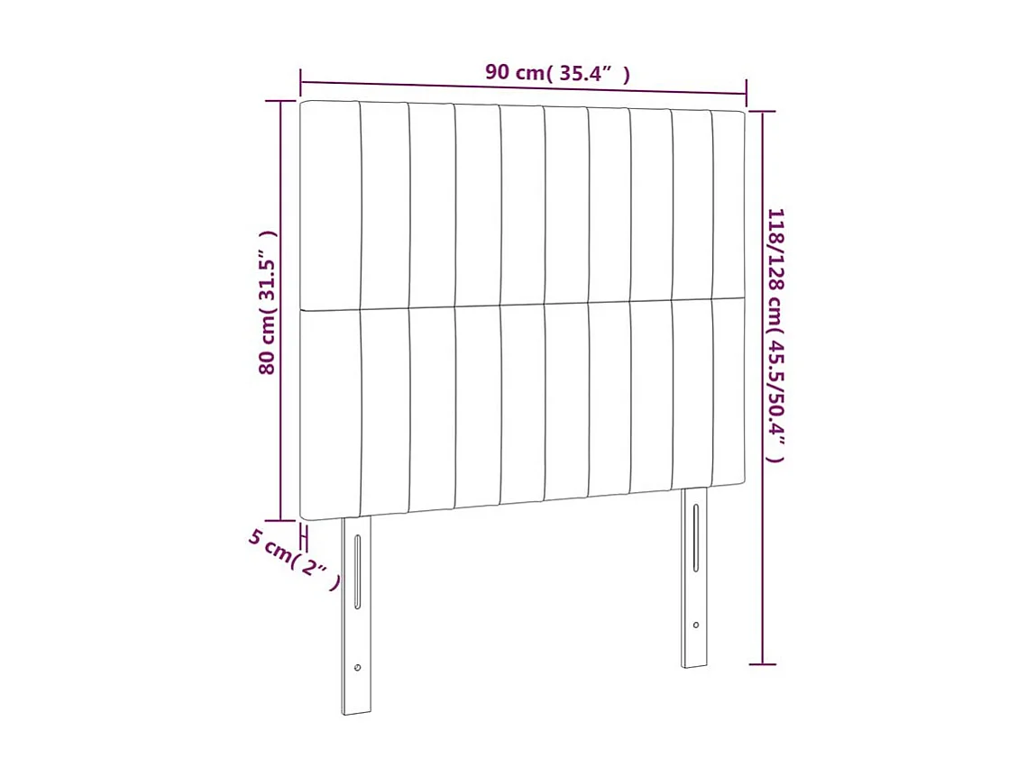 Tête de lit à LED Bleu 90x5x118-128 Tissu