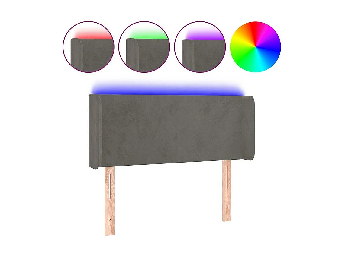 Tête de lit à LED Gris foncé 103x16x78-88 Velours