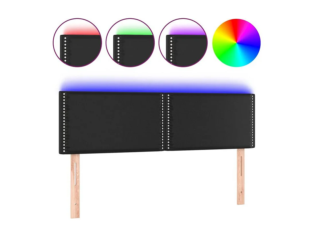 Tête de lit à LED Noir 144x5x78-88 Similicuir