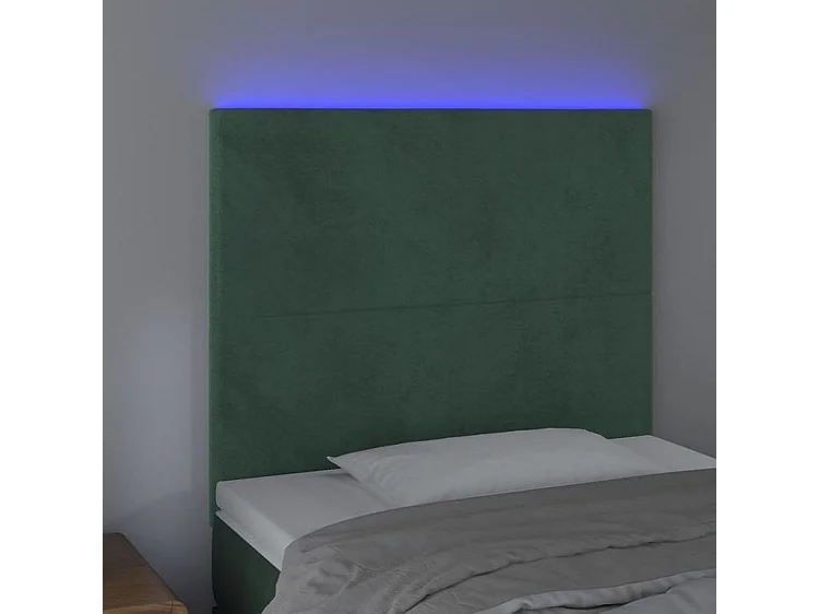 Tête de lit à LED Vert foncé 90x5x118-128 Velours