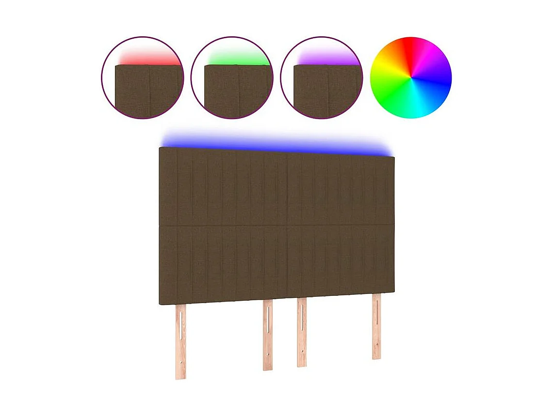 Tête de lit à LED Marron foncé 144x5x118-128 Tissu