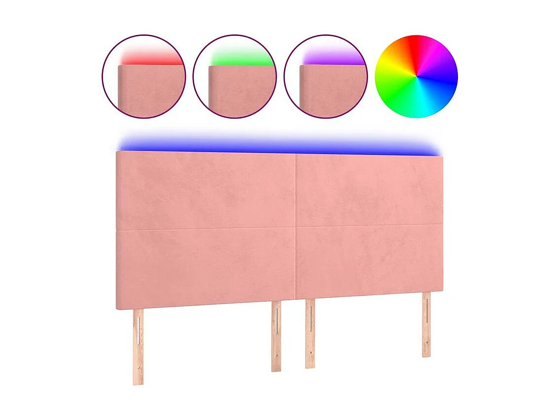 Tête de lit à LED Rose 200x5x118-128 Velours