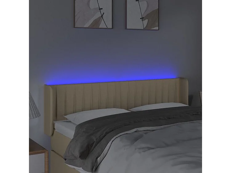 Tête de lit à LED Crème 147x16x78-88 Tissu