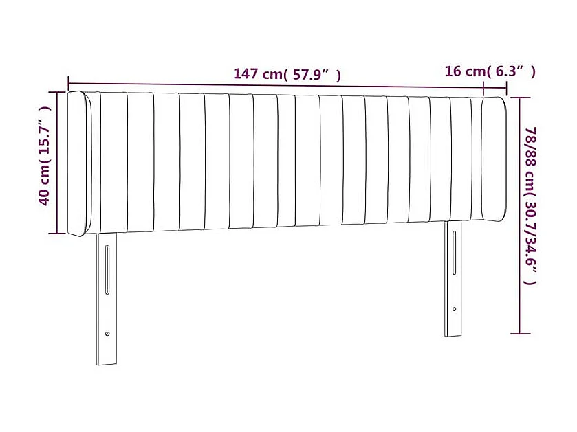 Tête de lit à LED Crème 147x16x78-88 Tissu