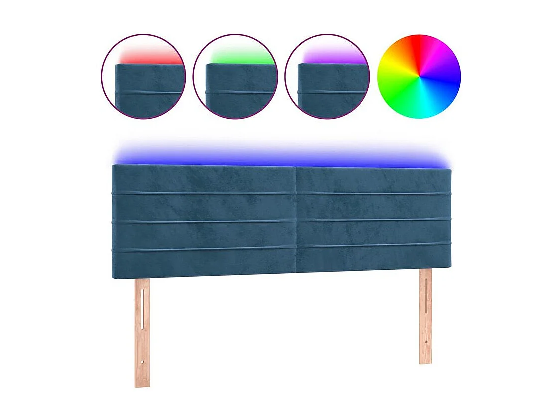 Tête de lit à LED Bleu foncé 144x5x78-88 Velours