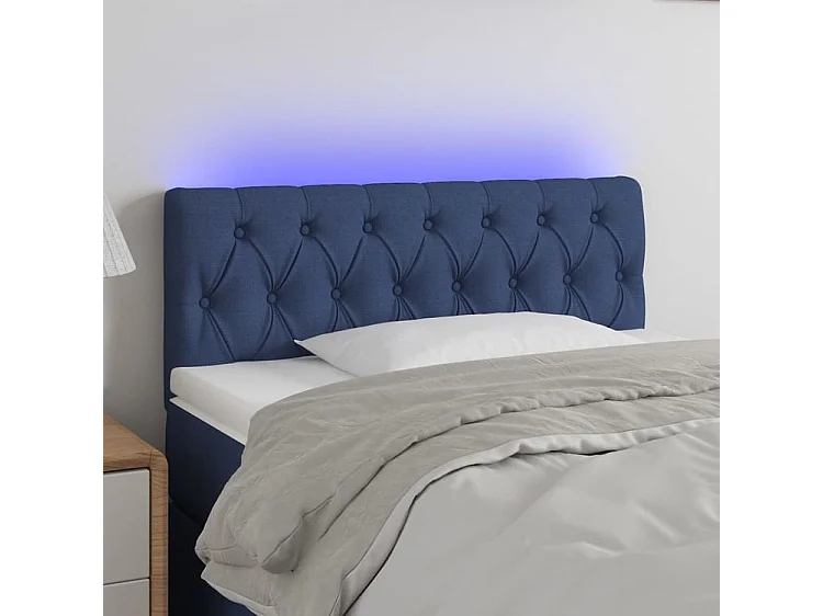 Tête de lit à LED Bleu 90x7x78-88 Tissu