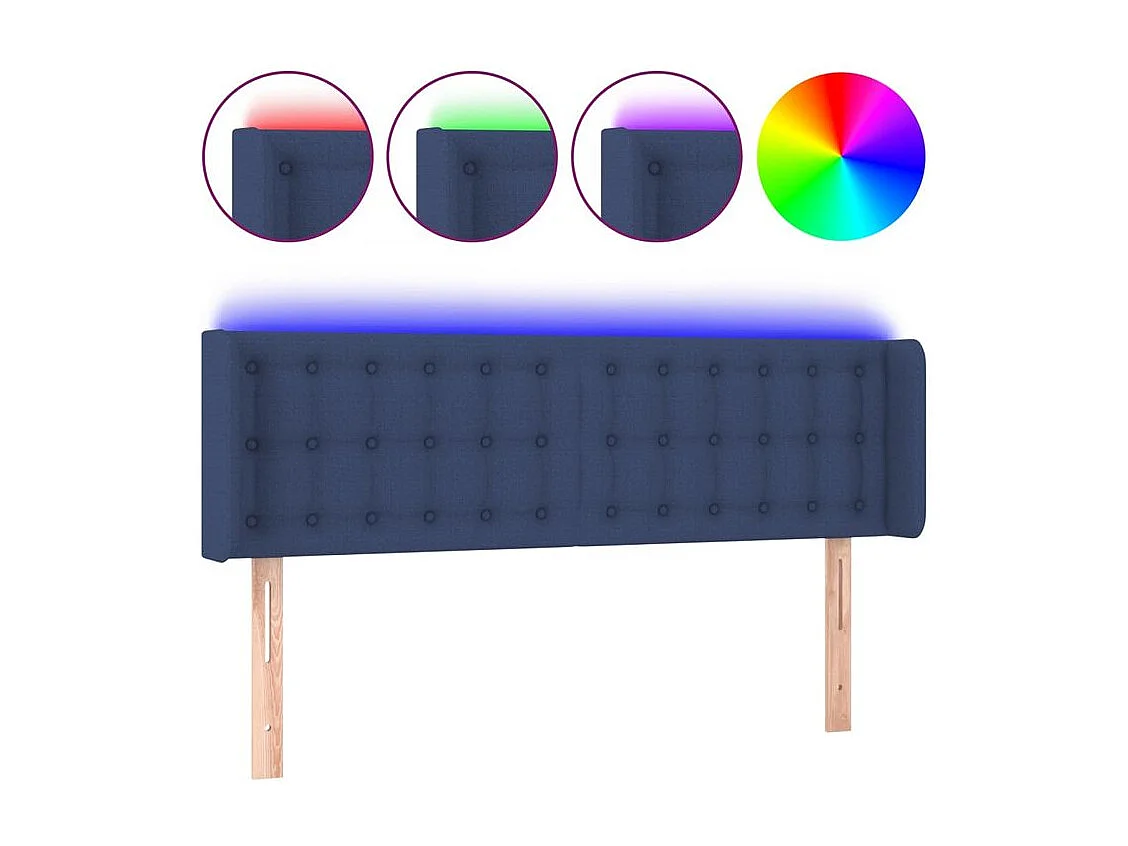 Tête de lit à LED Bleu 147x16x78-88 Tissu