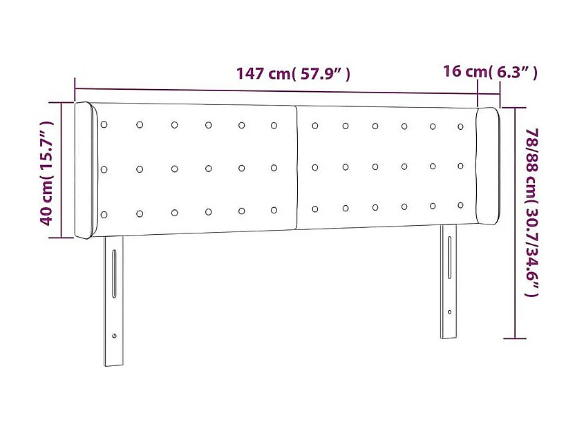 Tête de lit à LED Bleu 147x16x78-88 Tissu