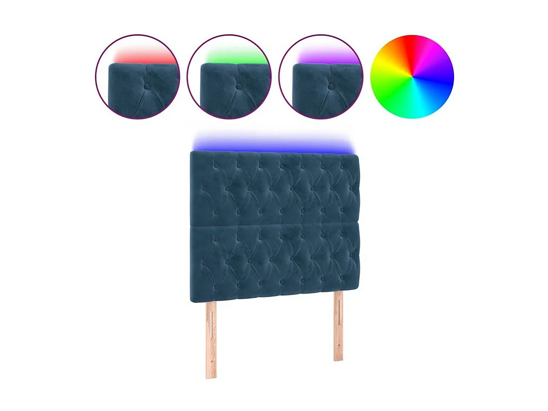 Tête de lit à LED Bleu foncé 100x7x118-128 Velours