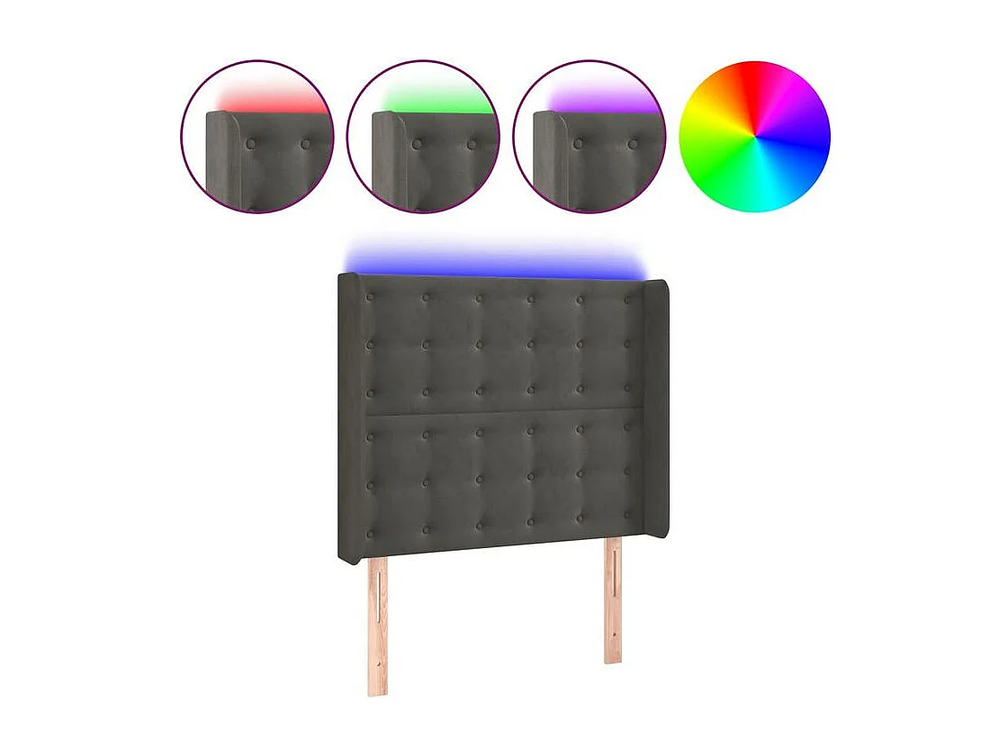 Tête de lit à LED Gris foncé 103x16x118-128 Velours