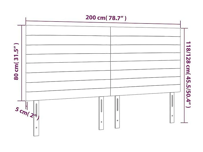 Tête de lit à LED Bleu 200x5x118-128 Tissu