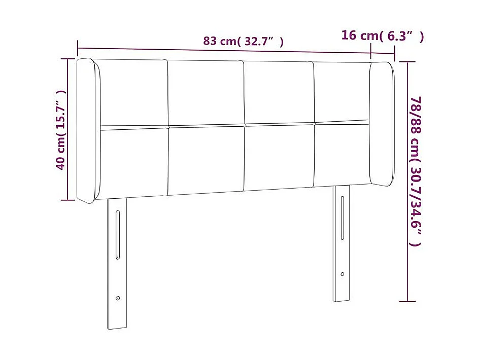 Tête de lit à LED Gris clair 83x16x78-88 Velours