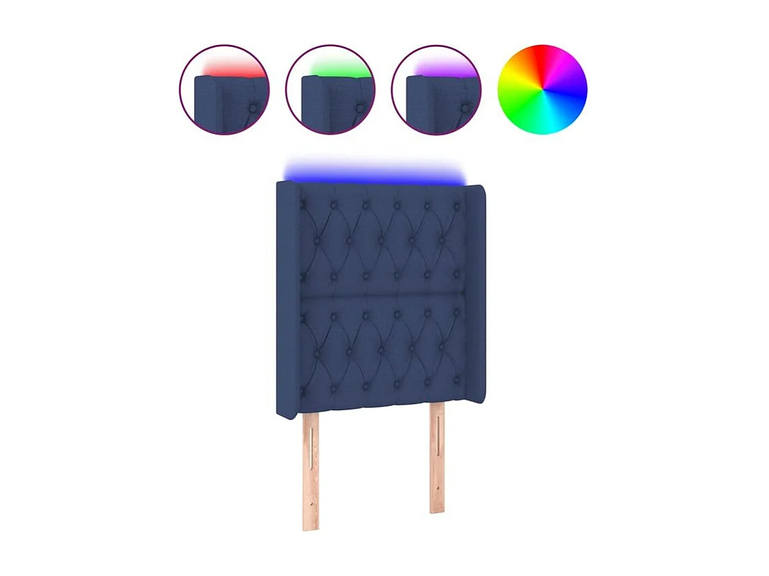 Tête de lit à LED Bleu 83x16x118-128 Tissu