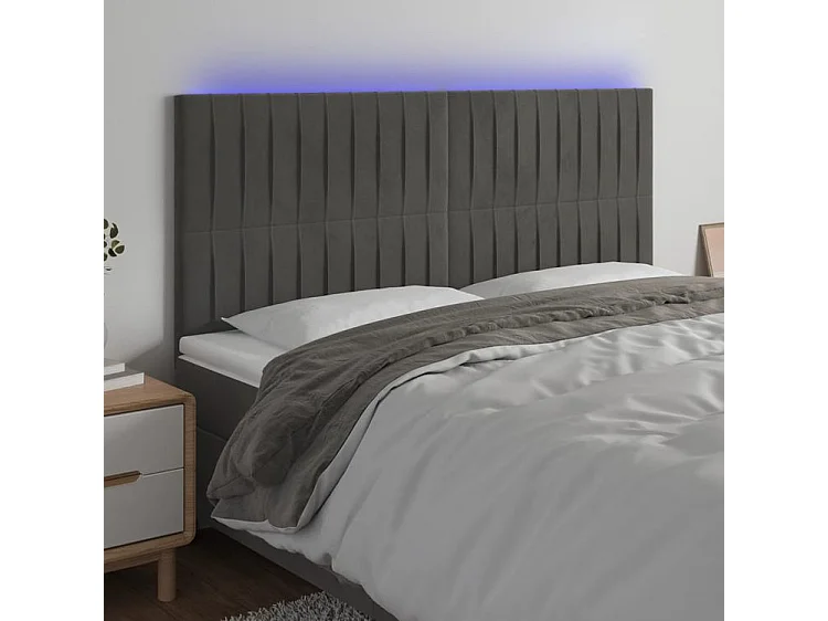 Tête de lit à LED Gris foncé 160x5x118-128 Velours