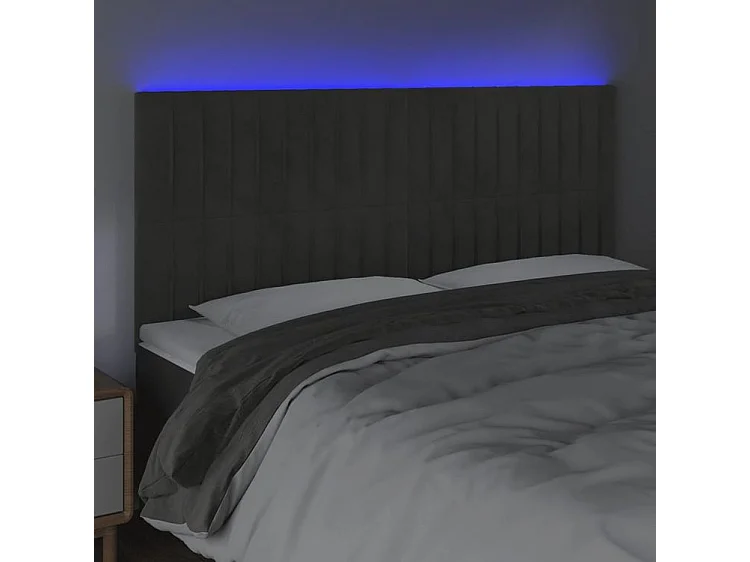 Tête de lit à LED Gris foncé 160x5x118-128 Velours