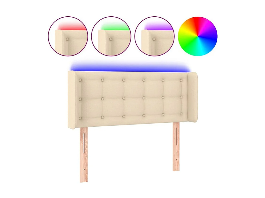 Tête de lit à LED Crème 93x16x78-88 Tissu