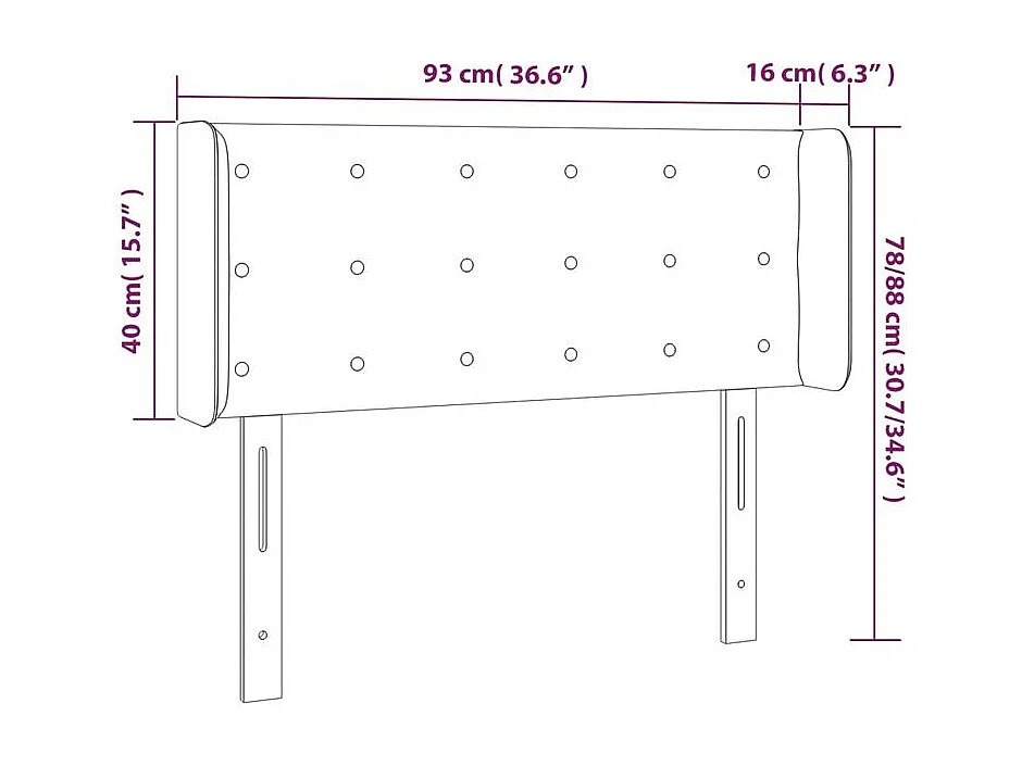 Tête de lit à LED Crème 93x16x78-88 Tissu