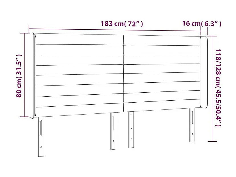 Tête de lit à LED Crème 183x16x118-128 Tissu