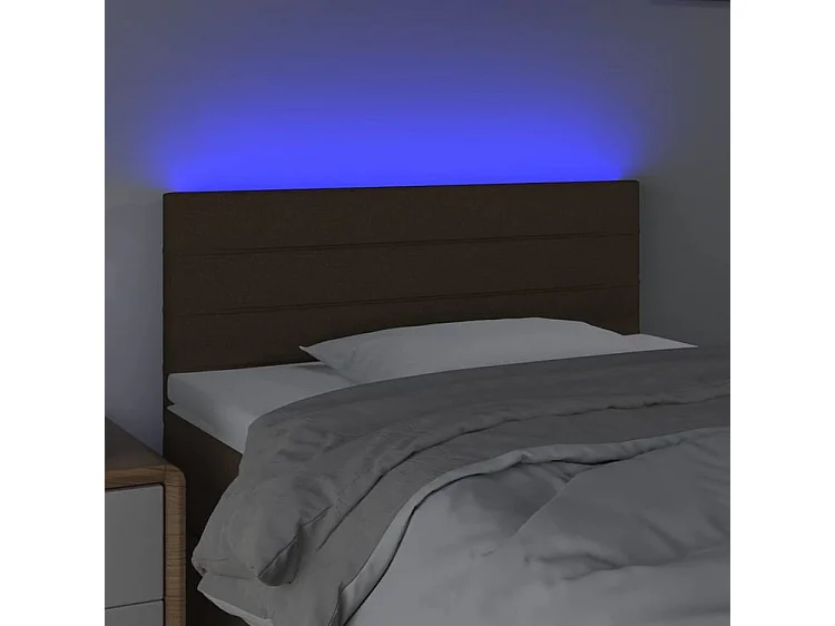 Tête de lit à LED Marron Foncé 100x5x78-88 Tissu