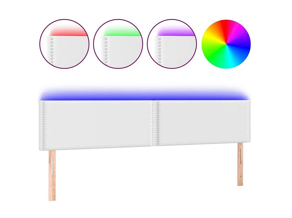 Tête de lit à LED Blanc 200x5x78-88 Similicuir