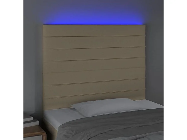 Tête de lit à LED Crème 90x5x118-128 Tissu