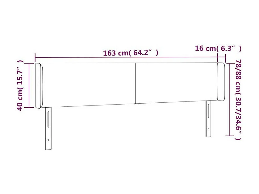 Tête de lit à LED Gris clair 163x16x78-88 Velours