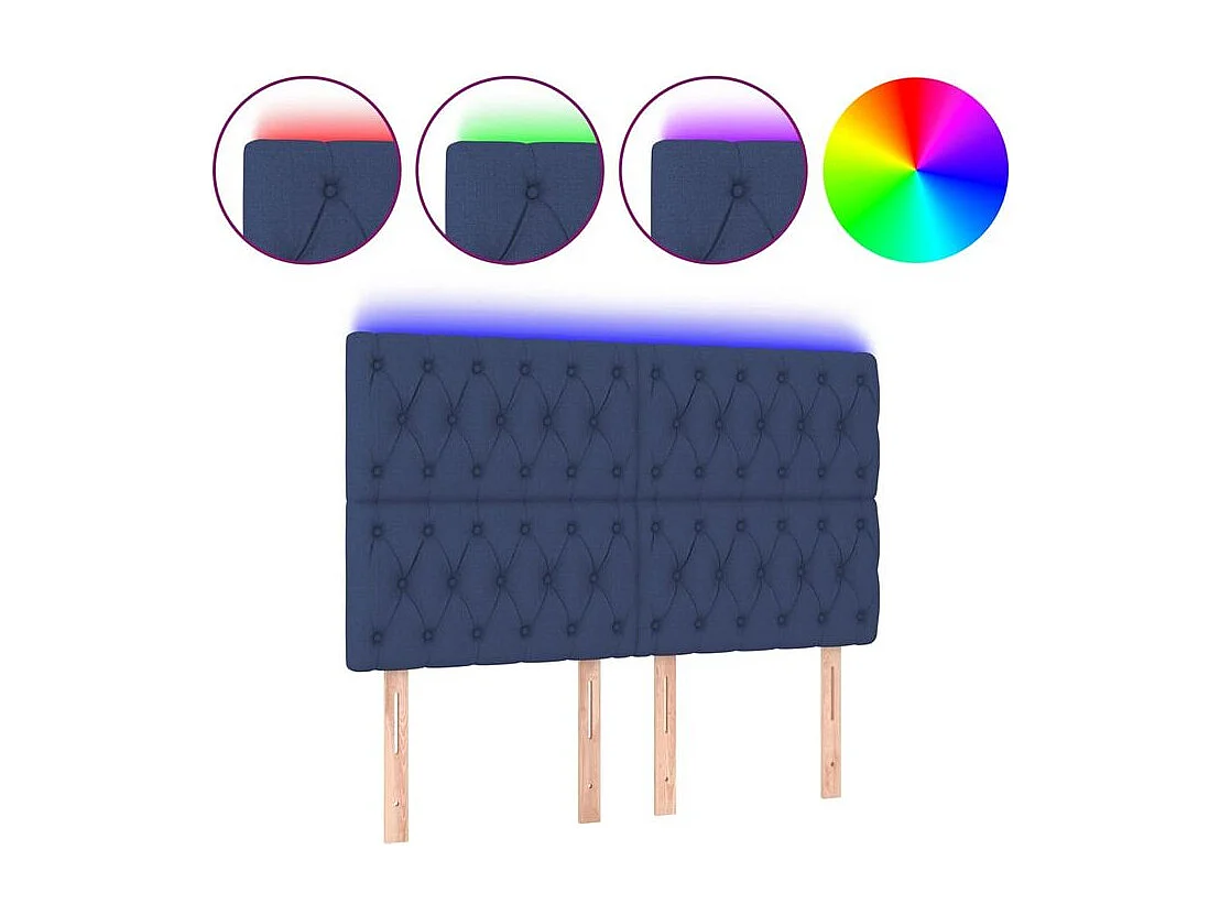 Tête de lit à LED Bleu 160x7x118-128 Tissu