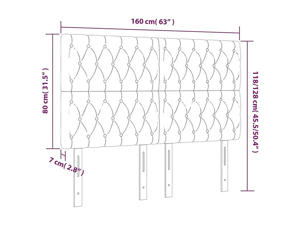Tête de lit à LED Bleu 160x7x118-128 Tissu