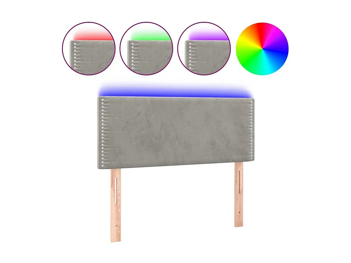 Tête de lit à LED Gris clair 80x5x78-88 Velours