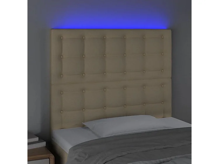 Tête de lit à LED Crème 80x5x118-128 Tissu