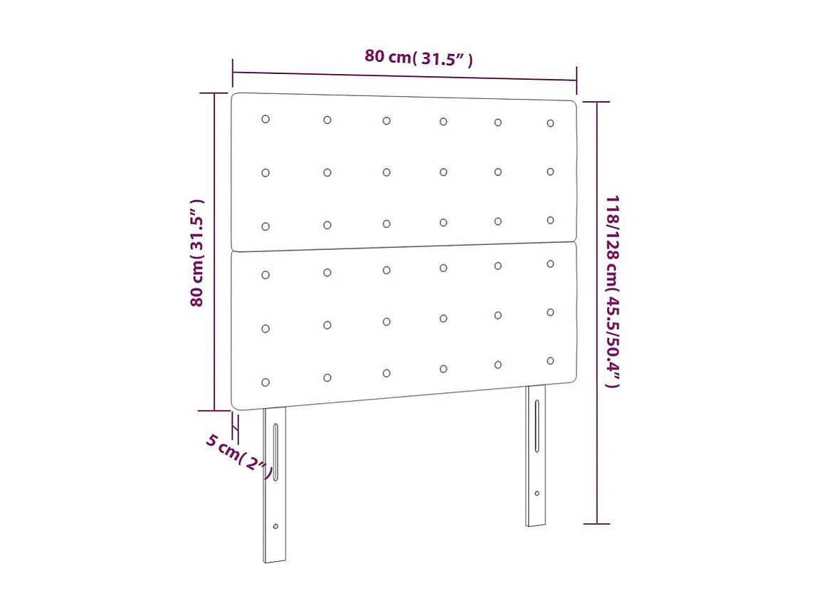 Tête de lit à LED Crème 80x5x118-128 Tissu
