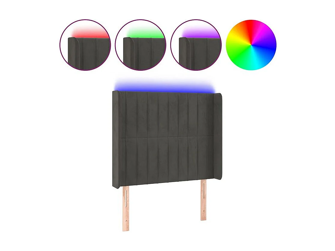 Tête de lit à LED Gris foncé 93x16x118-128 Velours