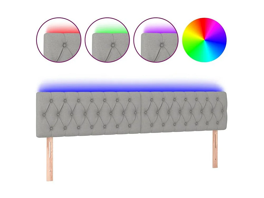Tête de lit à LED Gris clair 180x7x78-88 Tissu