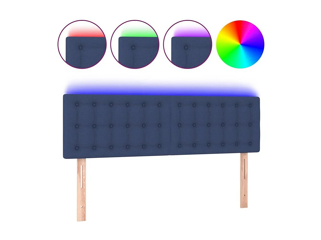 Tête de lit à LED Bleu 144x5x78-88 Tissu