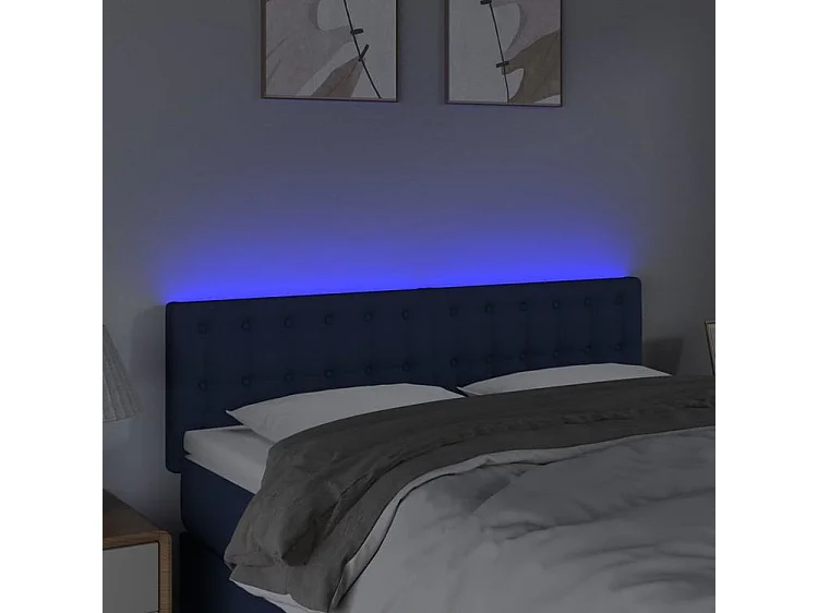 Tête de lit à LED Bleu 144x5x78-88 Tissu