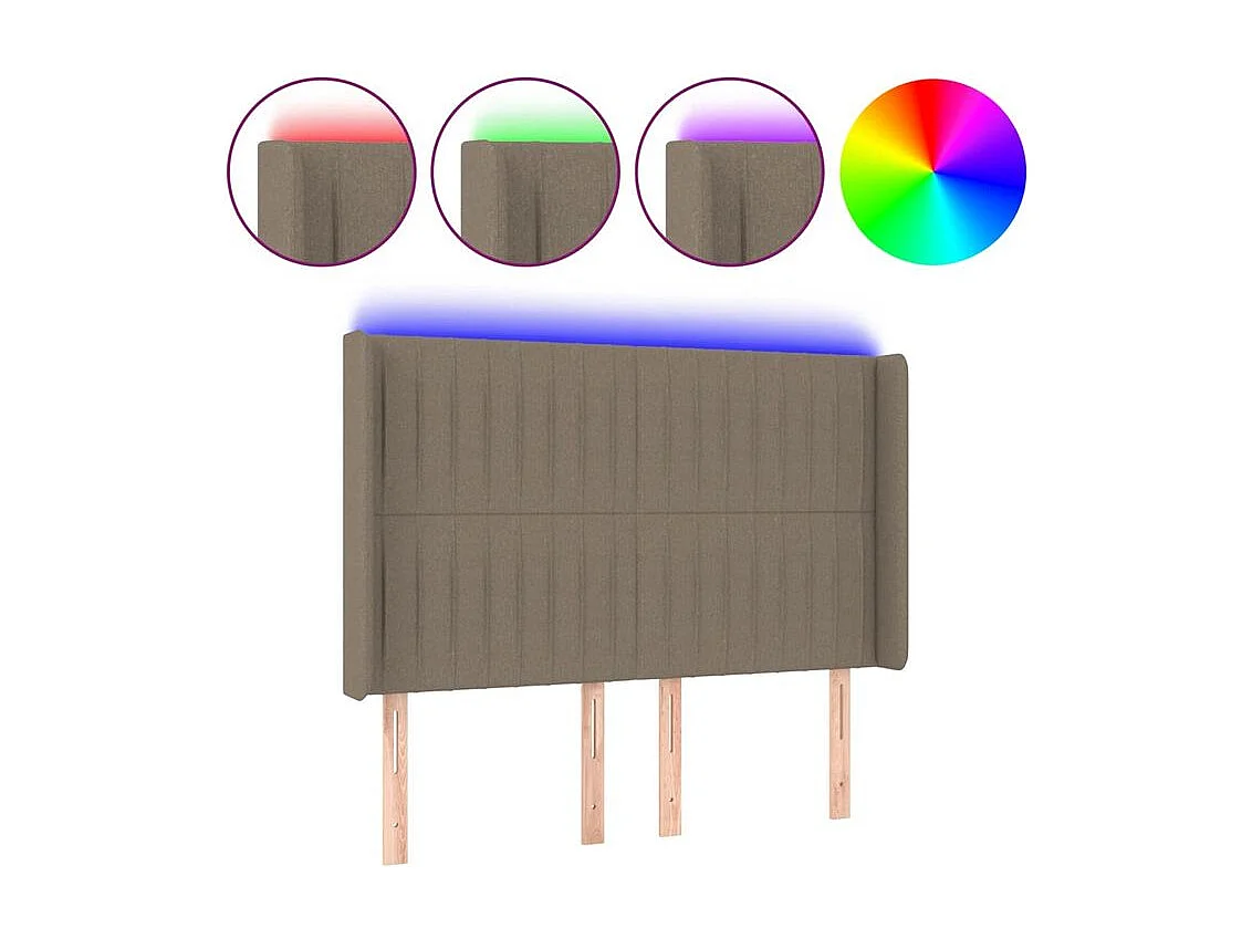 Tête de lit à LED Taupe 147x16x118-128 Tissu