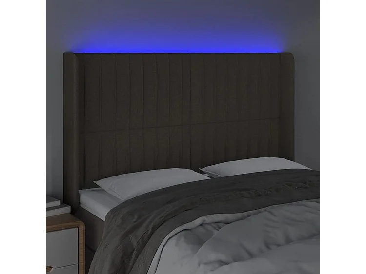 Tête de lit à LED Taupe 147x16x118-128 Tissu