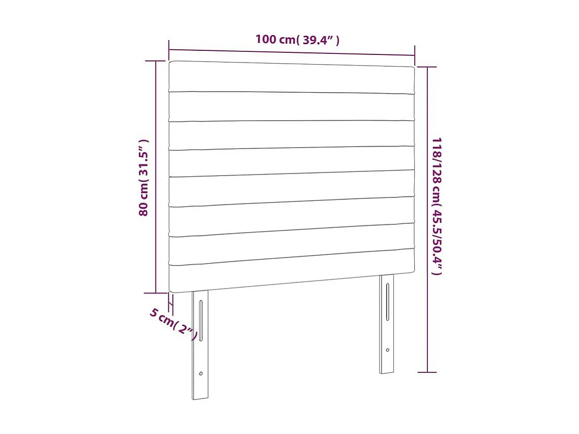 Tête de lit à LED Gris foncé 100x5x118-128 Velours