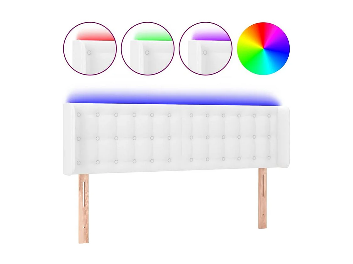 Tête de lit à LED Blanc 147x16x78-88 Similicuir