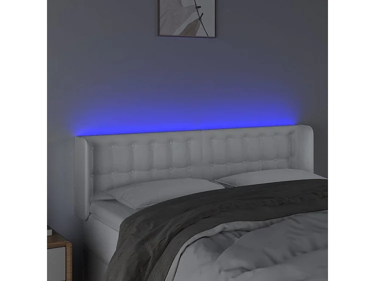 Tête de lit à LED Blanc 147x16x78-88 Similicuir