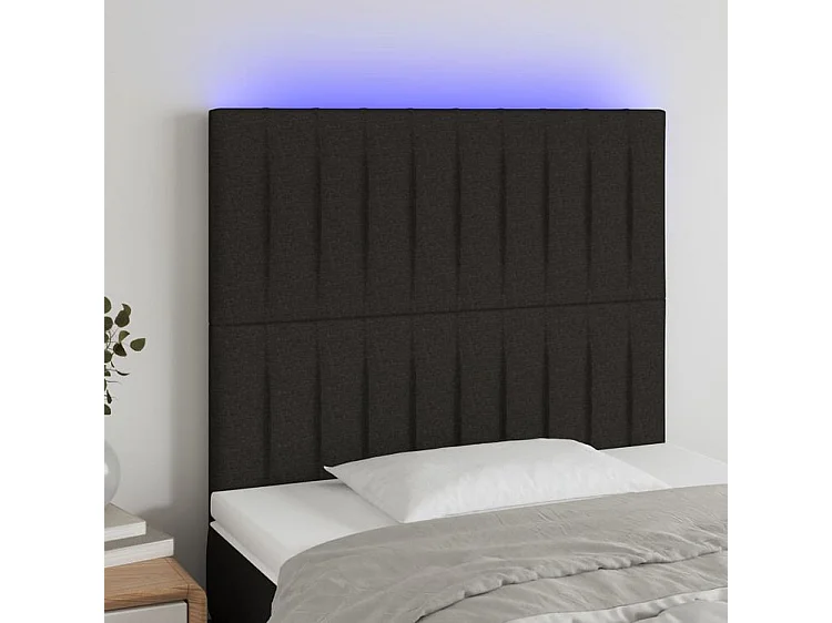 Tête de lit à LED Noir 100x5x118-128 Tissu