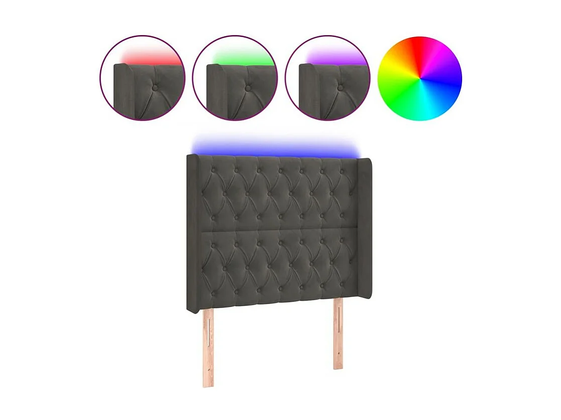 Tête de lit à LED Gris foncé 103x16x118-128 Velours