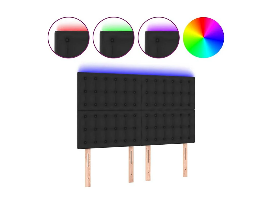 Tête de lit à LED Noir 144x5x118-128 Similicuir