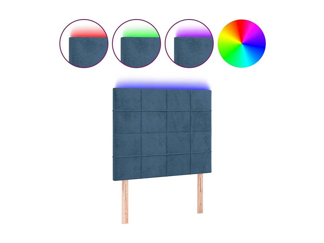 Tête de lit à LED Bleu foncé 90x5x118-128 Velours