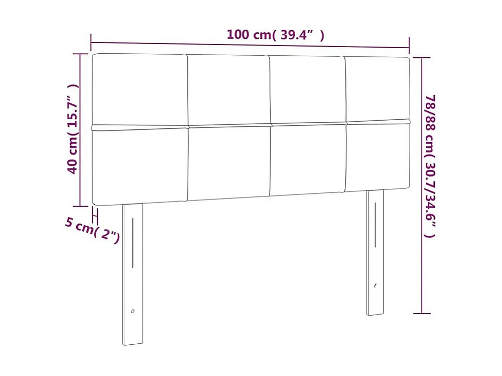 Tête de lit à LED Gris clair 100x5x78-88 Velours