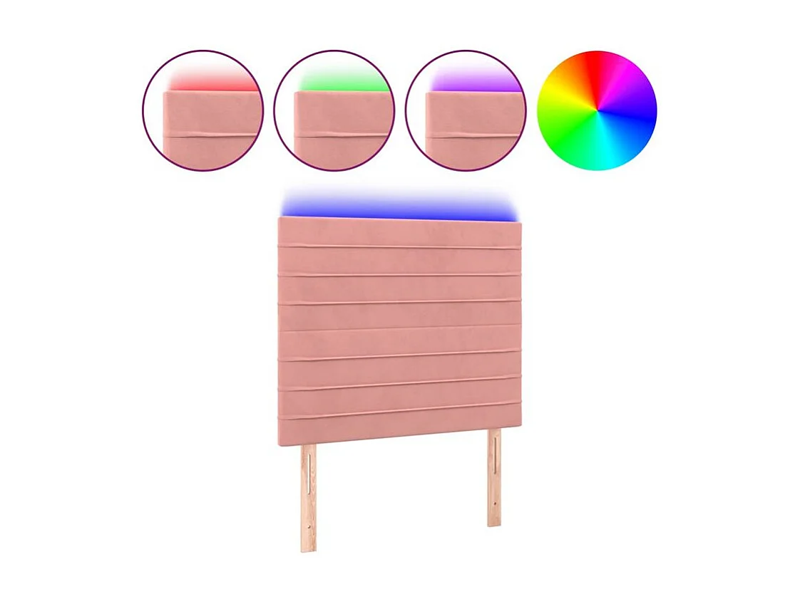 Tête de lit à LED Rose 100x5x118-128 Velours