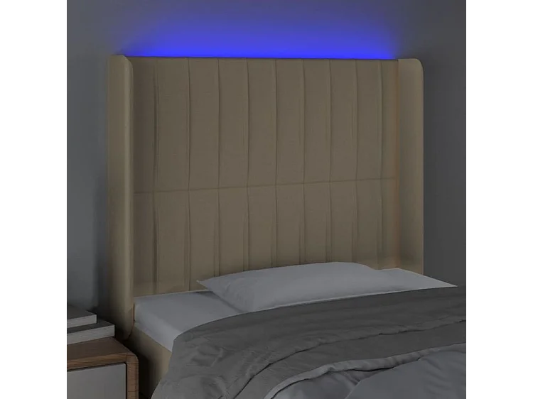 Tête de lit à LED Crème 103x16x118-128 Tissu