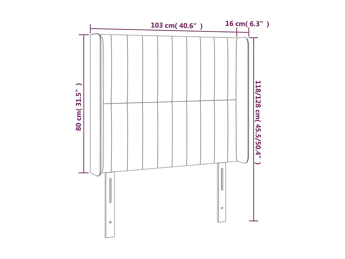 Tête de lit à LED Crème 103x16x118-128 Tissu